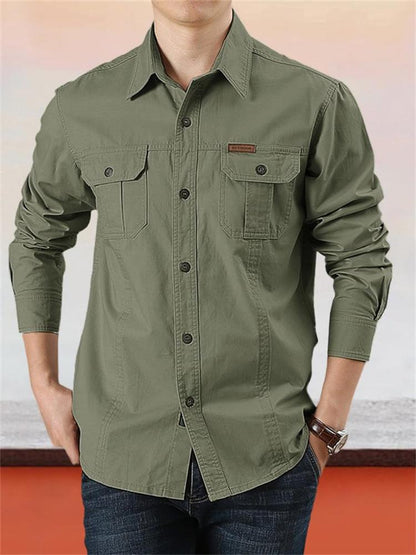 👔 50% DE RÉDUCTION ! ✨ Chemise de Travail en Coton 100% pour Homme – Coutures Doubles, Évacuation d'Humidité 🍂
