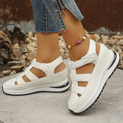 👟 PROMO LIMITÉE 50% DE RÉDUCTION ! ✨ Sandales Sneakers Fermées – Air Cushion, Semelle Épaisse, Cuir PU ✨