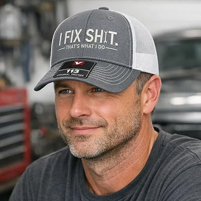 🧢 50% DE RÉDUCTION ! 🛠️ Casquette Trucker Brodée « I Fix Shit » – Humoristique, Maille Respirante, Protection Soleil ✨