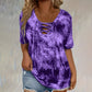 👚 PROMO LIMITÉE 50% DE RÉDUCTION ! 💥 T-shirt Femme Tie-Dye – Col V Lacets, Coupe Ample, Respirant ✨