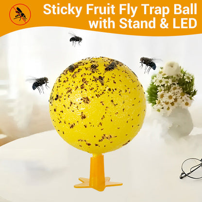 ✨50% DE RÉDUCTION ! 💡 Boule Piège à Mouches des Fruits – Avec LED, Adhésif, Non Toxique 🍃