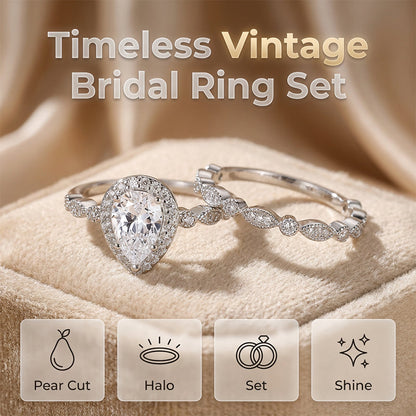💍 50% DE RÉDUCTION ! ✨ Ensemble de Bagues avec Diamant en Forme de Poire – Vintage, Zircon, Empiable 👑