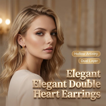 💎 PROMO LIMITÉE 50% DE RÉDUCTION ! ✨ Boucles d'Oreilles Créoles Cœur – Cristaux, Design Double Cœur, Or, Léger ❤️