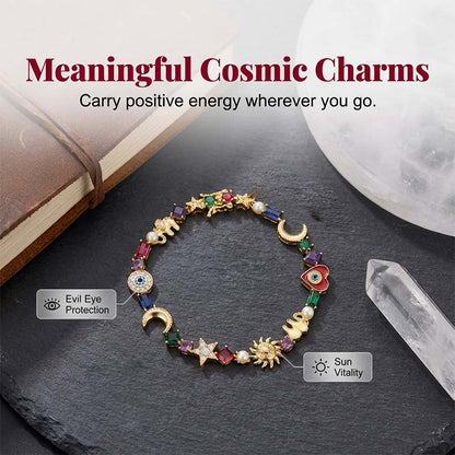 💫 PROMO LIMITÉE 50% DE RÉDUCTION ! ✨ Bracelet Céleste – Charme, Cristaux, Doré, Cadeau ✨