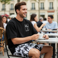 👕 PROMO LIMITÉE 50% DE RÉDUCTION ! ✨ Ensemble Homme – T-shirt & Short, Imprimé Palmier, Coupe Détendue 🌴