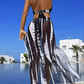 👙 PROMO LIMITÉE 50% DE RÉDUCTION ! 💥 Maillot de Bain Deux Pièces à Rayures – Bretelles Réglables, Fente Latérale, Tendance ✨