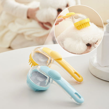 🛁 PROMO LIMITÉE 50% DE RÉDUCTION ! ✨ Brosse de Bain pour Animaux – Long Manche, Distributeur de Shampooing, 2 Têtes 🌿