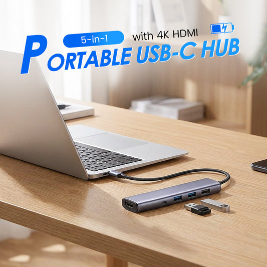🔌 PROMO LIMITÉE 50% DE RÉDUCTION ! ✨ Hub USB-C 5 en 1 – HDMI 4K, 100W, USB 3.0, Portable ✨