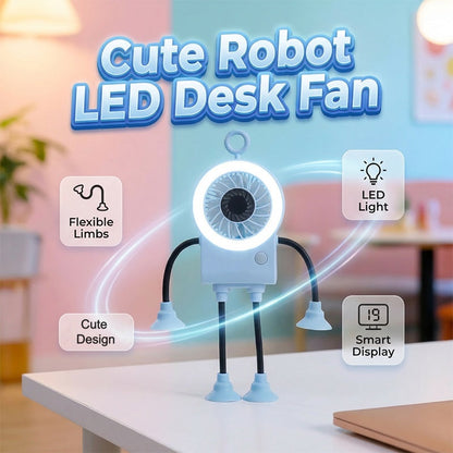 🤖 PROMO LIMITÉE 50% DE RÉDUCTION ! 💥 Ventilateur Bureau Robot Flexible LED – Bras Pliables, Écran Numérique, Recharge USB ✨