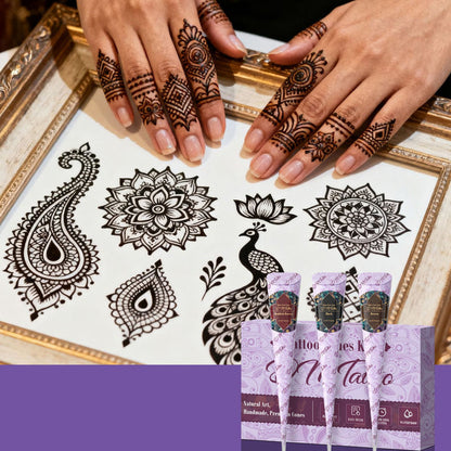 ✋ PROMO LIMITÉE 50% DE RÉDUCTION ! ✨ Kit Tatouage au Henné – 3 Couleurs, Naturel, Facile, 3-14 Jours ✨