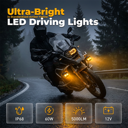 🛵 PROMO LIMITÉE 50% DE RÉDUCTION ! ✨ Projecteur LED Bicolore pour Moto – IP68, Ultra-Lumineux ✨