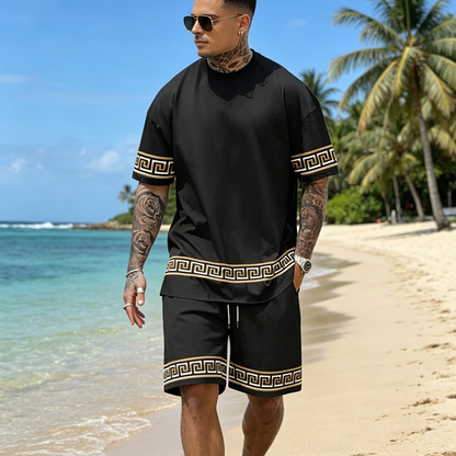 👕 PROMO LIMITÉE 50% DE RÉDUCTION ! ✨ Ensemble Débardager & Short Respirant – Motif Géométrique, Oversize ✨