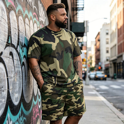🎽 LIMITÉ : 50% DE RÉDUCTION ! ✨ Ensemble T-shirt & Short Camouflage Homme – Coordonné, Léger, Été 🌲