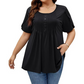 👕 PROMO LIMITÉE 50% DE RÉDUCTION ! ✨ T-shirt Femme à Plis – Manches Bouffantes, 2 Couleurs, S-XXXL 🌸