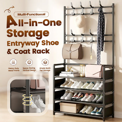 🚪 PROMO LIMITÉE 50% DE RÉDUCTION ! ✨ Rack Multifonction pour Entrée – 3-en-1, Compact, Stable 🧥