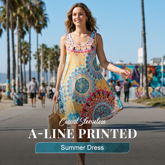 👗 PROMO LIMITÉE 50% DE RÉDUCTION ! ✨ Robe Imprimée Sans Manches – Légère, Respirante, Polyvalente 🌸