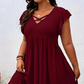 👗 PROMO LIMITÉE 50% DE RÉDUCTION ! ✨ Robe Femme Col V à Volants – Élégante, Cintrée, Polyvalent 🌸