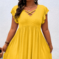 👗 PROMO LIMITÉE 50% DE RÉDUCTION ! ✨ Robe Femme Col V à Volants – Élégante, Cintrée, Polyvalent 🌸