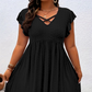 👗 PROMO LIMITÉE 50% DE RÉDUCTION ! ✨ Robe Femme Col V à Volants – Élégante, Cintrée, Polyvalent 🌸