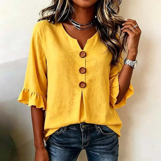 🎉 Soldes 2026 — Plus de 48 000 vendus ! 👚 Blouse à Col en V et Manches à Volants – Chic Bohème 🌿