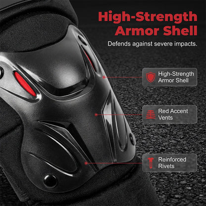 🏍️ 50% de Réduction 🛡️ Lot Protège-Genoux & Coudes Moto — Coque Rigide & Réglable 💪