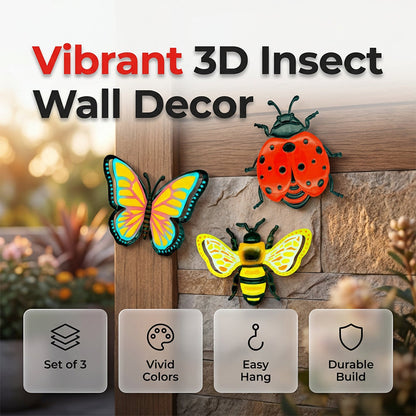 🦋 PROMO LIMITÉE 50% DE RÉDUCTION ! 💥 Décorations Murales 3D Insectes – Abeille, Papillon, Coccinelle – Lot de 3 ✨ 标题翻译（中文）：