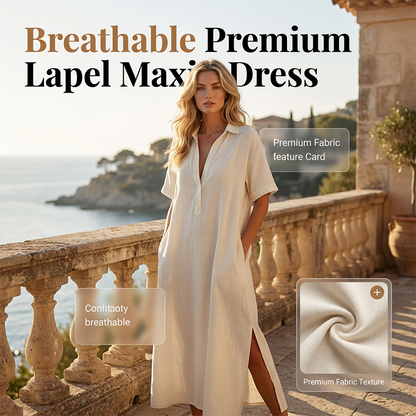 👗 PROMO LIMITÉE 50% DE RÉDUCTION ! 💥 Robe Coton Lin Manches Courtes – Légère, Chic, Poches Cachées ✨