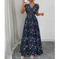 👗 PROMO LIMITÉE 50% DE RÉDUCTION ! ✨ Robe Longue Fleurie – Col V Élégant, Taille Smockée, Tombé Fluide 💃