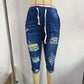 👖 PROMO LIMITÉE 50% DE RÉDUCTION ! ✨ Pantalon Capri en Jean Déchiré – Taille Ajustable, Coupe Courte, Style Edgy 🆒