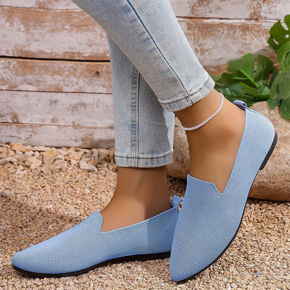 👞 PROMO LIMITÉE 50% DE RÉDUCTION ! ✨ Chaussures Plates en Tricot à Bout Pointu – Enfilage Facile, Légères, Respirantes 🌸