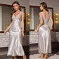 🌙 PROMO LIMITÉE 50% DE RÉDUCTION ! ✨ Nuisette Élégante à Col en V – Soie, Flottante, Romantique 💤