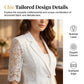 🤵‍♀️ PROMO LIMITÉE 50% DE RÉDUCTION ! ✨ Blazer Blanc Dentelle – Coupe Slim, Manches 3/4, Élégance Jour/Nuit 👑