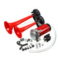 📯 PROMO LIMITÉE 50% DE RÉDUCTION ! 💥 Kit Klaxon Pneumatique Double Trompette – Son Puissant 115dB, Universel 12V ✨