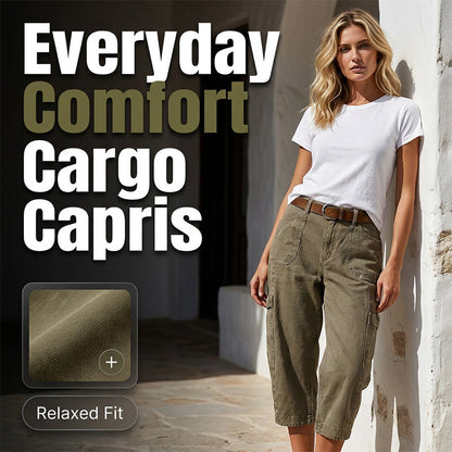 👖 PROMO LIMITÉE 50% DE RÉDUCTION ! 💥 Capri Cargo Décontractées pour Femme – Poches Spacieuses, Tissu Respirant, Coupe Ample ✨