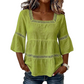 🌸 PROMO LIMITÉE 50% DE RÉDUCTION ! 💥 Blouse Boho Col Carré – Dentelle Crochet, Manches Cloche, Respirante ✨