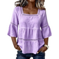 🌸 PROMO LIMITÉE 50% DE RÉDUCTION ! 💥 Blouse Boho Col Carré – Dentelle Crochet, Manches Cloche, Respirante ✨