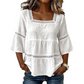 🌸 PROMO LIMITÉE 50% DE RÉDUCTION ! 💥 Blouse Boho Col Carré – Dentelle Crochet, Manches Cloche, Respirante ✨