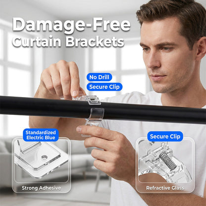 📢📢50% DE RÉDUCTION !! ⏰Supports de tringle à rideau autocollants – Sans perçage, design discret et charge jusqu’à 7,7 kg