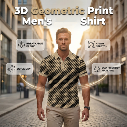 👔 PROMO LIMITÉE 50% DE RÉDUCTION ! 💥 Chemise Imprimé Géométrique Homme – Col Boutonné, Coupe Athlétique, Respirant ✨