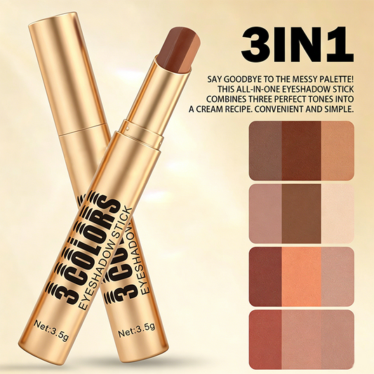 🎨 PROMO LIMITÉE ACHETEZ 1 OBTENEZ 1 GRATUIT ! 💥 Bâton Fard à Paupières Dégradé 3-en-1 – Embout Courbe, Waterproof, Longue Tenue ✨