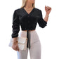 👚 PROMO LIMITÉE 50% DE RÉDUCTION ! 💥 Haut Élégant Col V Taille Nouée – Cordon Ajustable, Tissu Doux, Polyvalent ✨