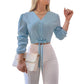 👚 PROMO LIMITÉE 50% DE RÉDUCTION ! 💥 Haut Élégant Col V Taille Nouée – Cordon Ajustable, Tissu Doux, Polyvalent ✨