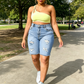 👖 PROMO LIMITÉE 50% DE RÉDUCTION ! 💥 Short Jean Déchiré Grande Taille – Taille Mi-Haute, Tissu Stretch, Tendance ✨