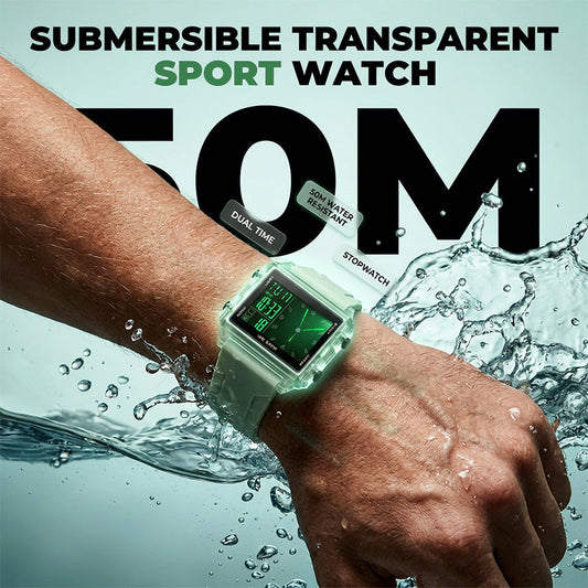 ⌚ PROMO LIMITÉE 50% DE RÉDUCTION ! 💥 Montre Numérique Transparente Étanghe – 50M, Rétroéclairage, Chronomètre ✨
