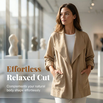 🧥 PROMO LIMITÉE 50% DE RÉDUCTION ! 💥 Veste Casual Vintage à Revers – Grand Col, Manches Retroussables, Tissu Doux ✨