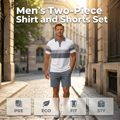 👕 PROMO LIMITÉE 50% DE RÉDUCTION ! 💥 Set 2 Pièces Chemise & Short Homme – Imprimé Numérique, Coupe Athlétique, Infroissable ✨