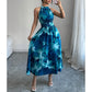 👗 PROMO LIMITÉE 50% DE RÉDUCTION ! 💥 Robe Longue Halter Imprimé Floral – Taille Smockée, Fluide,