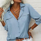 👔 PROMO LIMITÉE 50% DE RÉDUCTION ! ✨ Chemise Femme Unie – Col Classique, Poches Poitrine, Coupe Ample 🌿