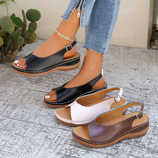 👡 PROMO LIMITÉE 50% DE RÉDUCTION ! 🌺 Sandales Vintage Bout Ouvert pour Femme – Semelle Confort, Bride Réglable, Antidérapantes ✨