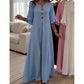 👗 PROMO LIMITÉE 50% DE RÉDUCTION ! ✨ Robe Longue Ample Femme Col V – Fluide, Drapé Doux, Du Jour au Dîner 🌙